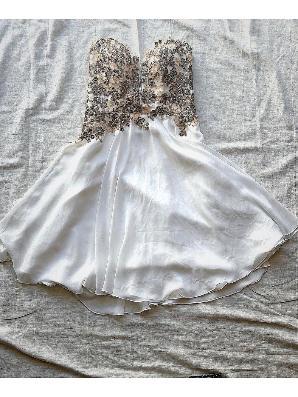 Faviana Glamour White Strapless Beaded Cocktail Dress Size 2 #homecoming #hoco